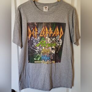 Def Leppard-Poison-Tesla 2017 America Concert T-Shirt Men's Sz L Gray Band Tour